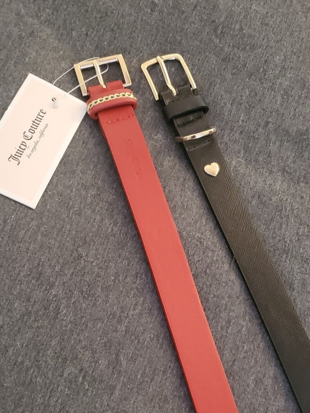 Juicy Couture Red and Black Slim Belt Duo